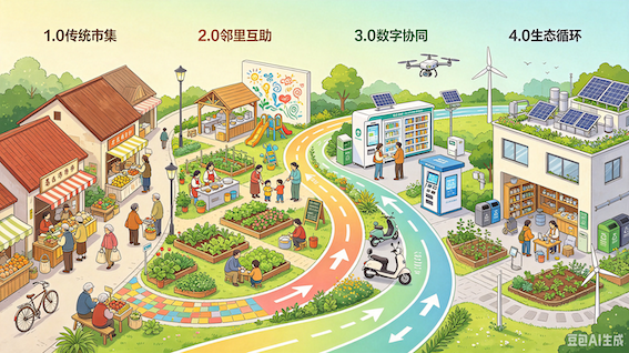 从 1.0 市集到 4.0 生态:社区自我造血的进阶演进路径